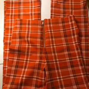 I AM GIA Orange Plaid Pants L